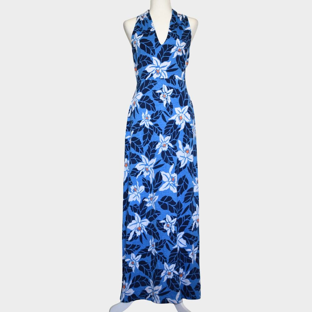 Tommy Bahama Sandy Seaside Brights Floral Maxi Dress L Blue Sleeveless Sun UPF - Picture 2 of 11